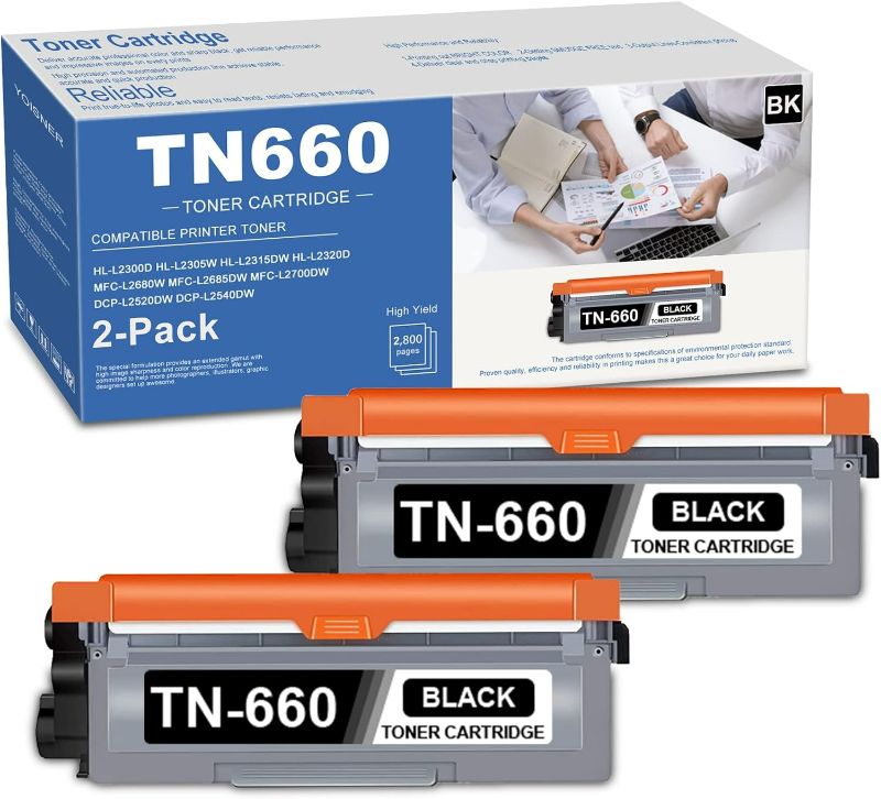 Photo 1 of 2 PACK TN-660 TN660 Black Toner Cartridge