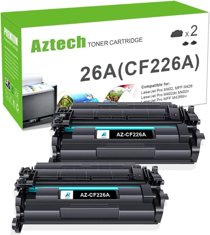 Photo 1 of Aztech 26A CF226A Toner Cartridge 2 Pack Black 