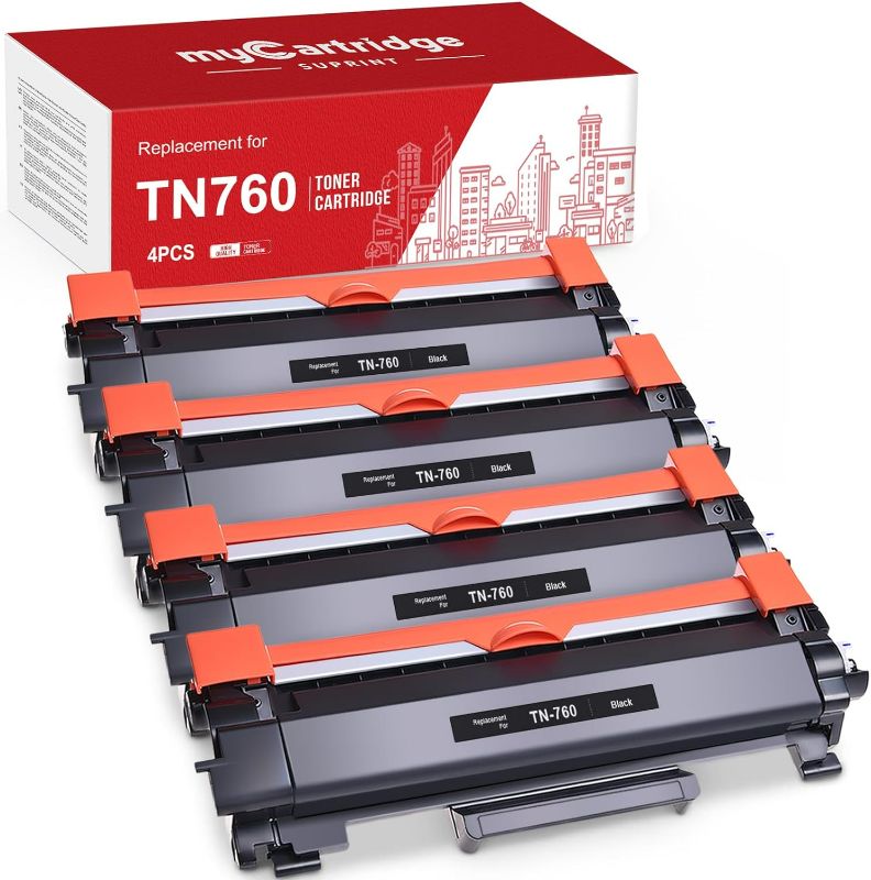 Photo 1 of MYCARTRIDGE SUPRINT Compatible Toner Cartridge Replacement for Brother TN760 TN-760 TN-730 TN730 High Yield for MFC-L2710DW MFC-L2750DW HL-L2370DW MFC-L2750DW HL-L2350DW Printer Black 4 Pack TN 760
