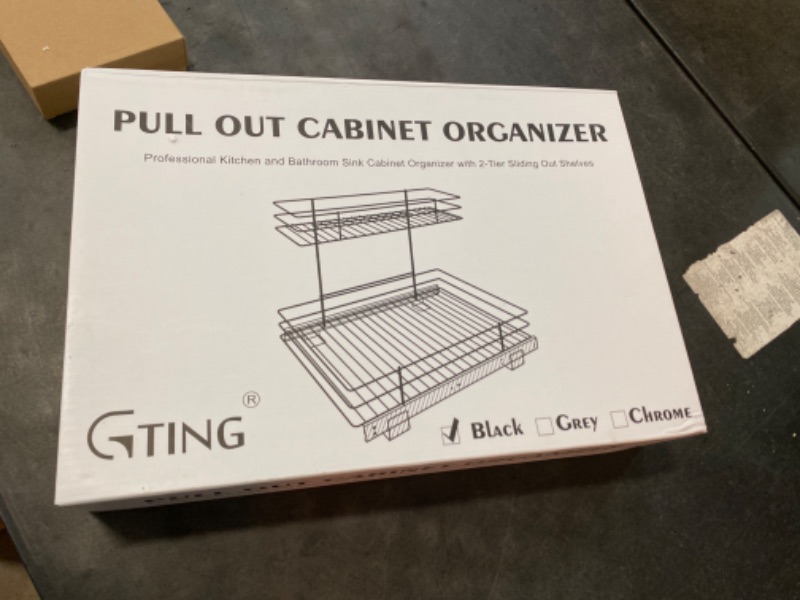 Photo 3 of G-TING Pull Out Cabinet Organizer, Under Sink Slide Out Storage Shelf with 2 Tier Sliding Wire Drawer - 12.6W x 16.53D x 12.99H - Request at Least 13 Inch Cabinet Opening(Black)
