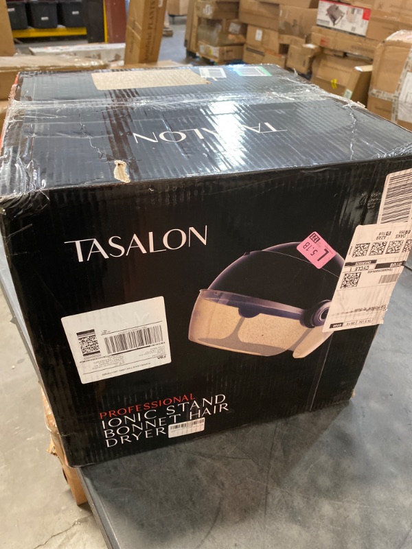 Photo 3 of TASALON Ionic Hooded Hair Dryer, 1875W Professional Adjustable Standing Bonnet with 3 Temperature Settings, Sit Under Hair Dryer for Home, Auto Salon Dryer with Rolling Wheels & Timer, Pink
