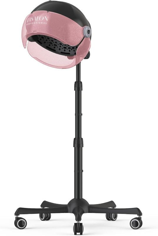Photo 1 of TASALON Ionic Hooded Hair Dryer, 1875W Professional Adjustable Standing Bonnet with 3 Temperature Settings, Sit Under Hair Dryer for Home, Auto Salon Dryer with Rolling Wheels & Timer, Pink
