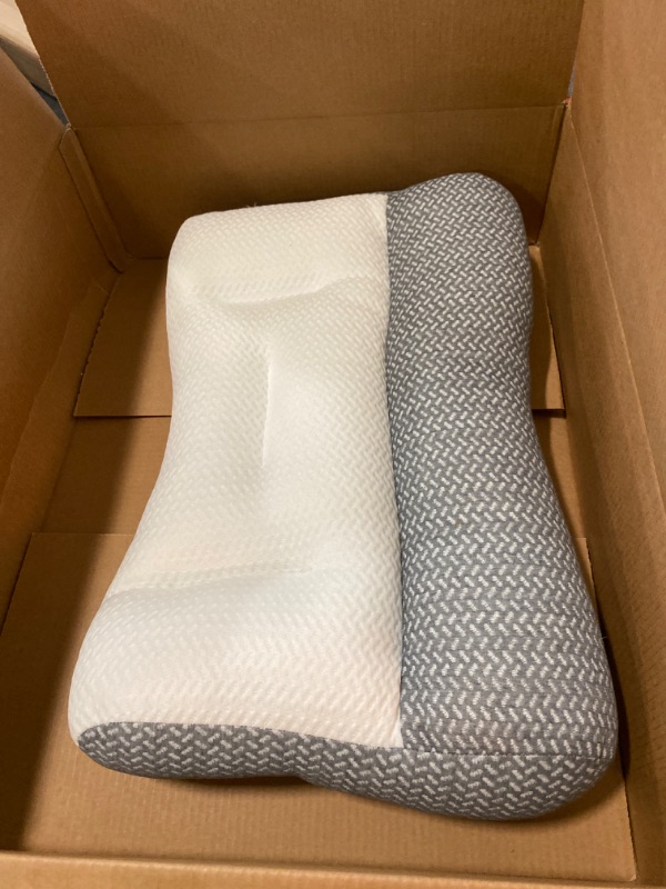 Photo 1 of Super Ergonomic Pillow for Neck and Shoulder Cervical Neck Traction Pillows Adjustable Orthopedic Contours Pillow for All Sleeping (White,27.55" x 25.59") White 27.55"x25.59"