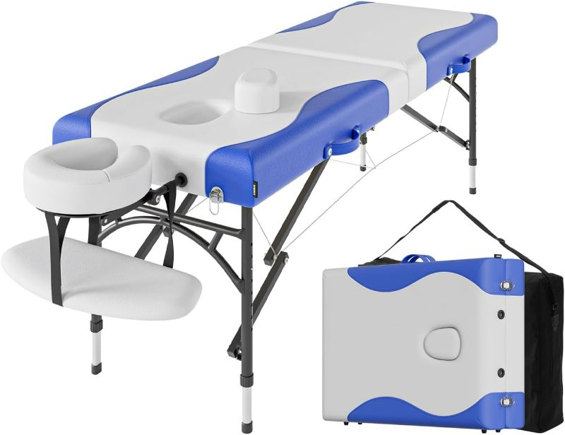 Photo 1 of CLORIS 84" Professional Massage Table Portable 2 Folding Lightweight Facial Solon Spa Tattoo Bed Height Adjustable with Carrying Bag & Aluminium Leg Hold Up to 1000LBS
