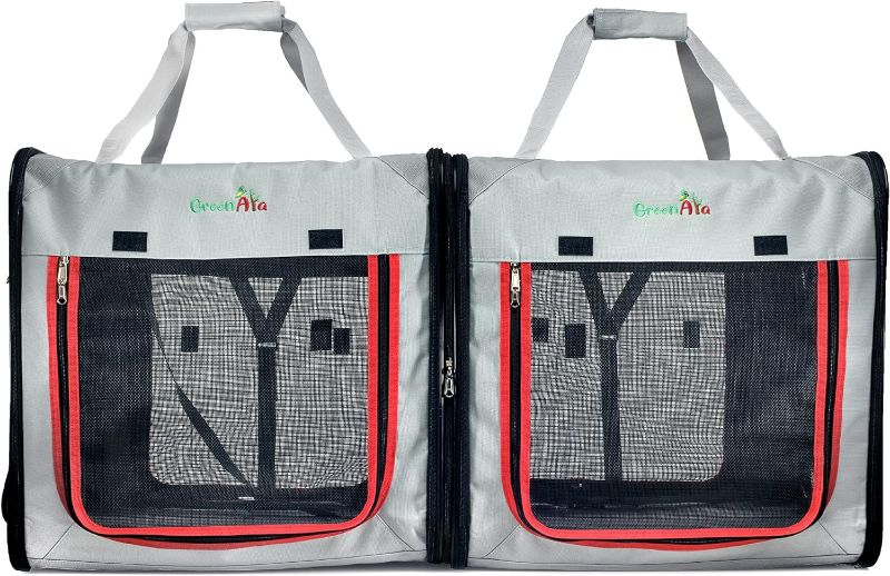 Photo 1 of Double Pet Carrier for Cats and Dogs – Use Individually or Zip Together for Large Travel Pet Carrier – Lightweight Connect Carrier – Compact – Carry Case Included

