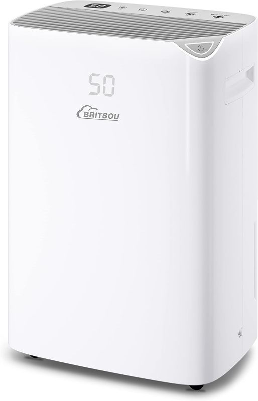 Photo 1 of BRITSOU 80 Pints Dehumidifier Up to 4500 Sq. Ft Large Room Home Basement Bedroom Garage Quiet Dehumidifie with Drain Hose Intelligent Humidity Control with Auto Shut Off
