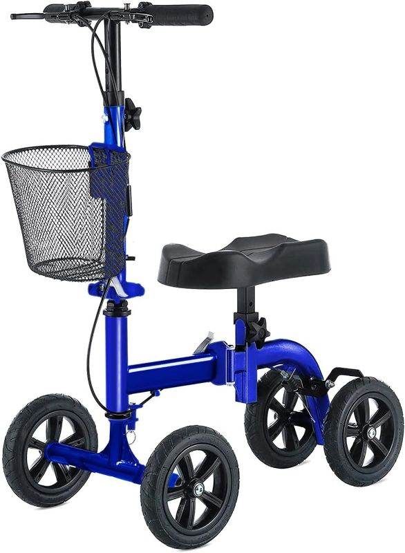 Photo 1 of RINKMO Knee Scooter, Foldable Knee Scooter Walker Economical Knee Scooters for Foot Injuries Best Crutches Alternative (Blue)
