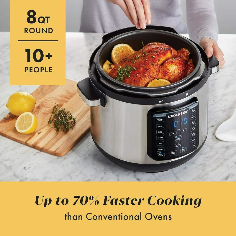 Photo 2 of Crock-Pot 8-Quart Multi-Use XL Express Crock Programmable Slow Cooker and Pressure Cooker with Manual Pressure, Boil & Simmer, Stainless Steel
