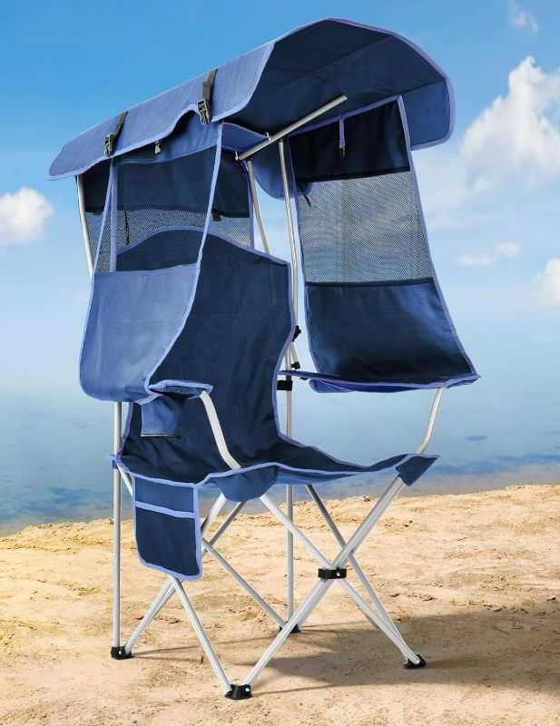 Photo 1 of Canopy Shade, Canopy Beach Chair for Adults with Cup Holder, 