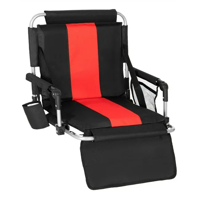 Photo 1 of Alpha Camper Folding Portable Stadium Seat Chair for Bleachers with Arm Rest,Black Red
