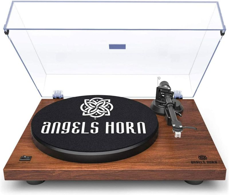 Photo 1 of ANGELS HORN Turntable, Vinyl Record Player, Built-in Phono Preamp, Belt Drive 2-Speed, Adjustable Counterweight
