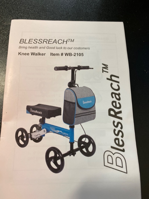 Photo 3 of BlessReach Economy Knee Scooter Steerable Knee Walker for Foot Injuries Compact Crutch Alternative with Dual Braking System
