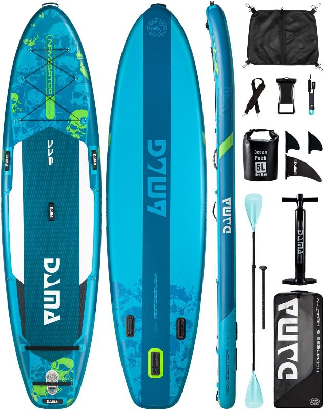 Photo 1 of Dama Inflatable SUP, Standup Paddleboard Adjustable 4 Piece 2 in 1 SUP Paddle, Fishing Paddle Board SUP, Stand Up Paddle Board for Fishing, Extra Wide Inflatable Paddle Board (Photo as reference)