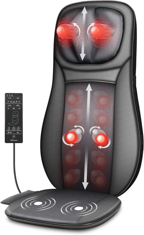 Photo 1 of Snailax shiatsu Neck & Back Massager with Heat, Full Back Kneading Shiatsu or Rolling Massage, Massage Chair pad with Height Adjustment, Back Massager for Neck and Shoulder
