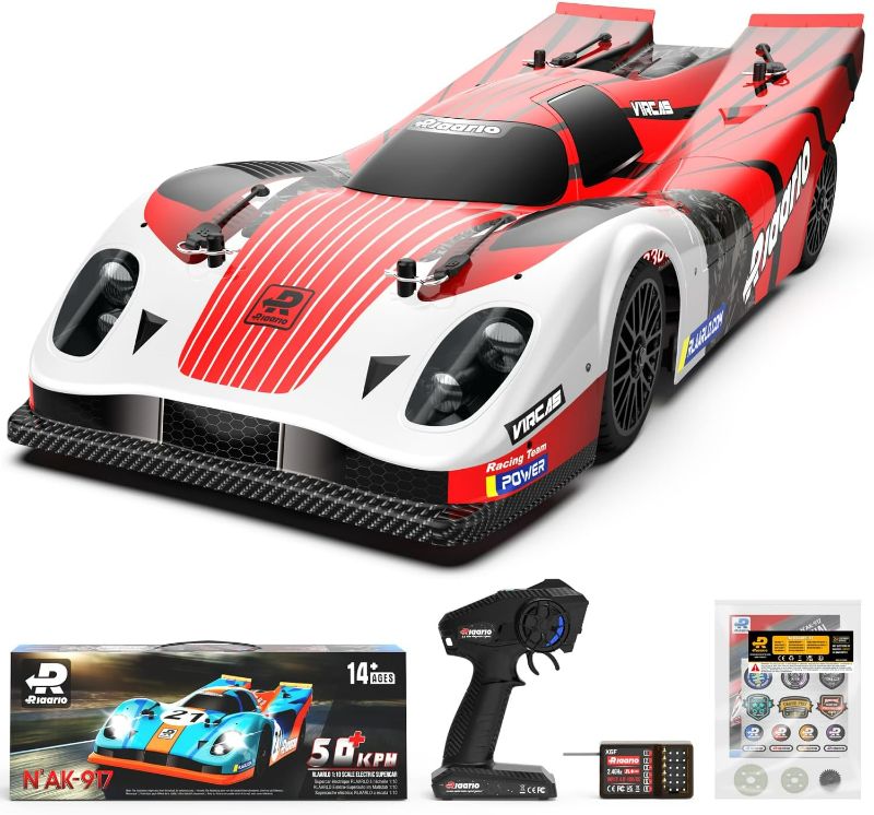 Photo 1 of AMORIL 1/10 AK-917 Fast RC Cars for Adults, Top Speed 60 KM/H On-Road RTR Supercar with 80A Brushed ESC,550 13T Motor and 1 * 3300 mah Battery, Red
