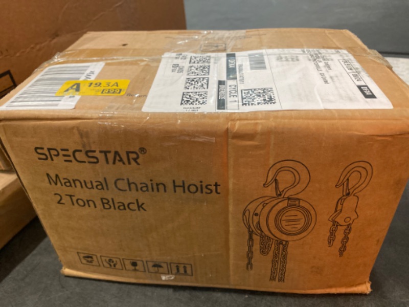 Photo 3 of SPECSTAR Hand Chain Hoist 2 Ton 4400 Lbs Capacity 10 Feet with 2 Heavy Duty Hooks, Manual Chain Fall for Warehouse Building Automotive Machinery Black 2 Ton (4,400lb) Black