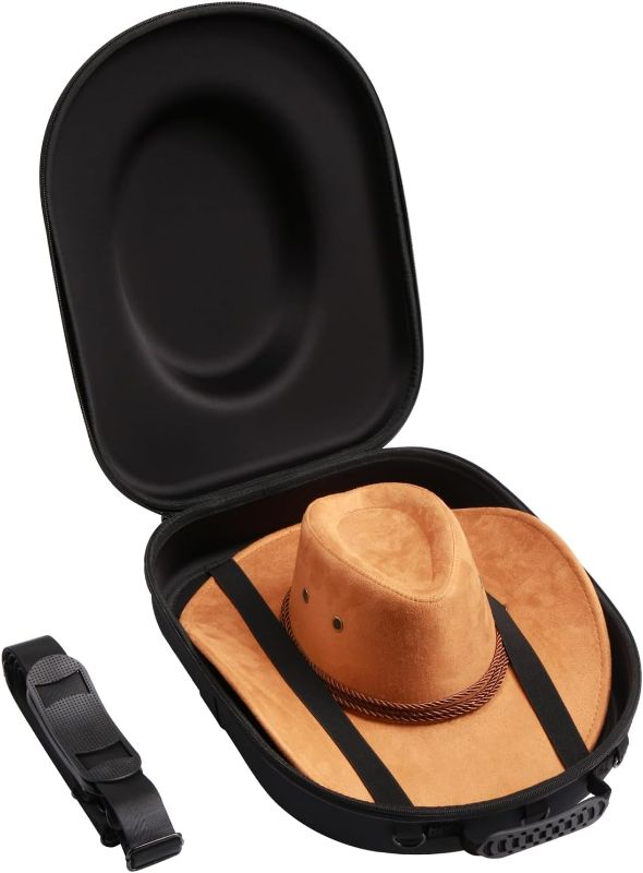 Photo 1 of Ozueccr Hat Holder for Travel – Crush Proof Hat Carrier Case for Travel Protects up to 2 fisherman,Panama & Tweed Hats – Equipped with a Carrying Handle, Shoulder Strap & Luggage Strap - Medium
