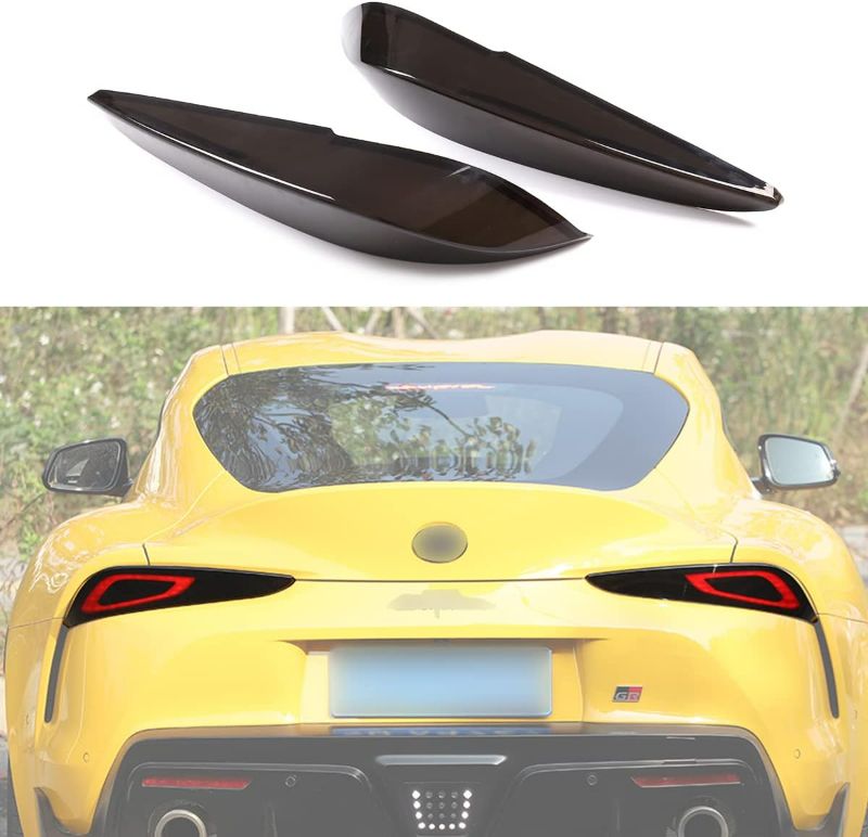 Photo 1 of Fgtagtal Car Taillight Cover Fit for Toyota Supra GR A90 A91 MK5 2019-2024, Smoked Taillight Shell Trim Cover, Rear Tail lamp Decorative Protection Trim, 2PCS, Transparent Gray 
