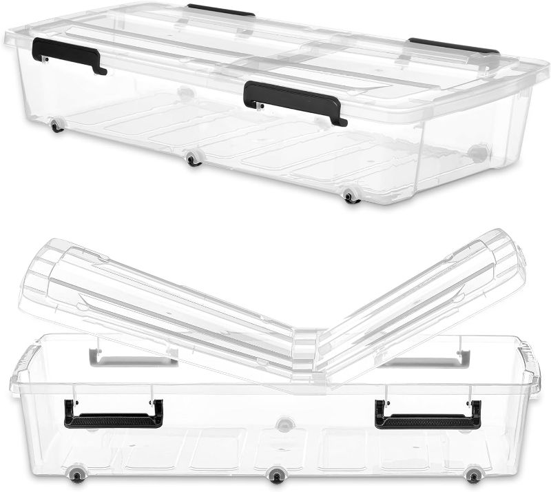 Photo 1 of ALPHA GOODS Under Bed Storage Containers with Wheels-55Qt.(2 Units).Multi Purpose Storage Bins with a 2-Side Latching Lid and Glide Wheels.Drawers for Clothes,Shoes,Toys and other Items.13,7Gal.
