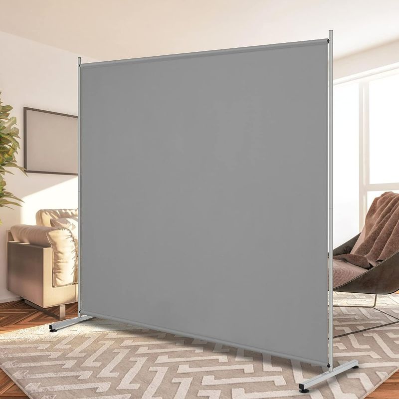 Photo 1 of RANTILA Single Large Panel Room Divider, Privacy Screen for Office, Partition Room Separators, Freestanding Room Divider 71''W x 71''H, Grey 1 Large Panel