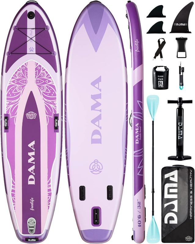 Photo 1 of DAMA Premium Yoga&Pets Inflatable Stand Up Paddle Board, 33” Extra Wide Sup Board for Adult on Water, 330lbs Yoga Boardd with  Carry Bag
