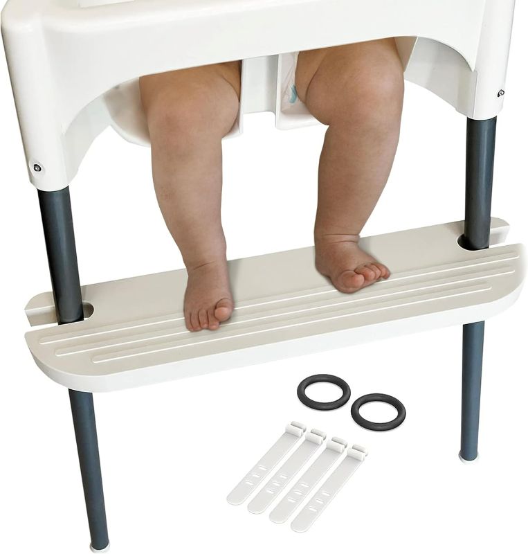 Photo 2 of White IKEA High Chair Foot Rest, Compatible with Antilop Chairs | Adjustable, Reversible & Non-Slip Foot Rest for IKEA Chair - Made with Durable Polypropylene - (19.75 x 4.75 x 1” inches)