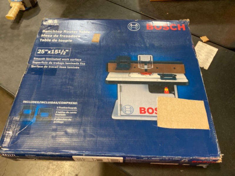 Photo 2 of BOSCH RA1171 25-1/2 in. x 15-7/8 in. Benchtop Laminated MDF Top Cabinet Style Router Table with 2 Dust Collection Ports
