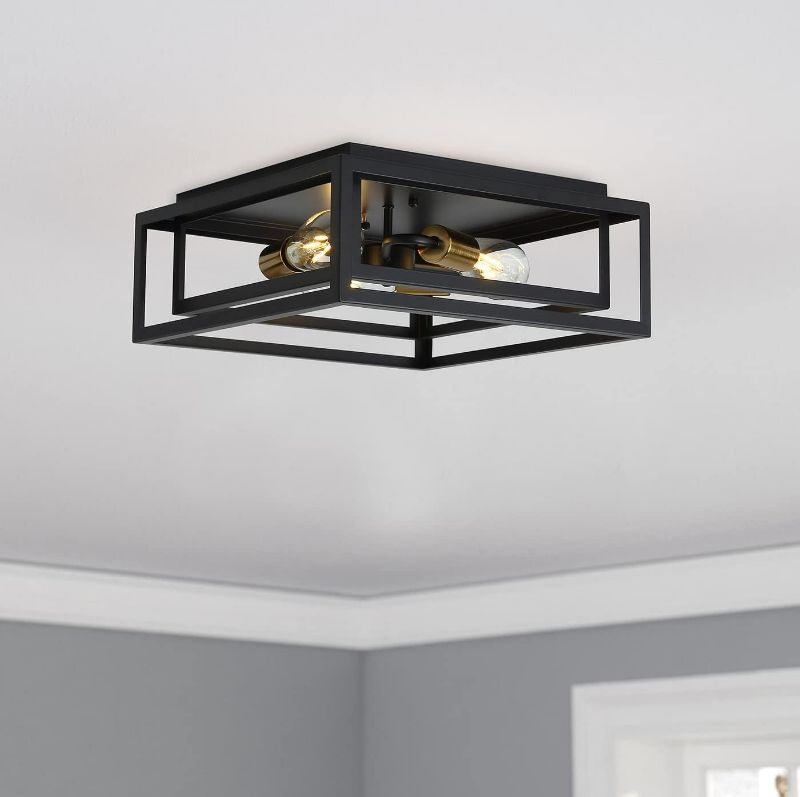 Photo 1 of Aiwen 3-Light 15.35-in Black Flush Mount Light ENERGY STAR
