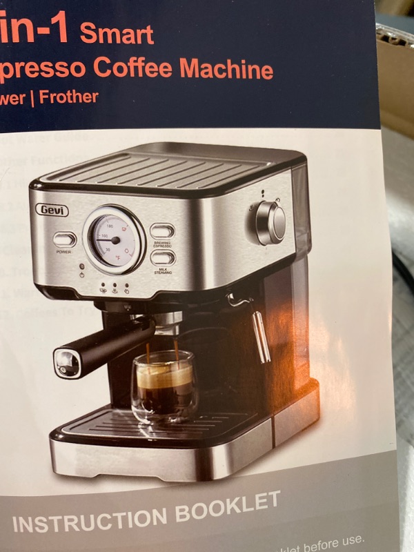 Photo 2 of Gevi Espresso Coffee Machine,Espresso Machine with Steamer, Compact Semi Espresso Maker with Milk Frother for Home, Stainless Steel Cappuccino Machine for Cappuccino, Latte, 1100W
