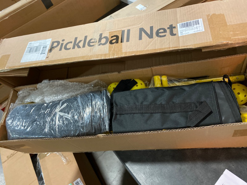 Photo 4 of Portable Pickleball Net on Wheels, 22FT Standard Pickleball Net for Driveway Backyard, Strong PE Net, Metal Frame, 4 Balls, 1 Carry Bag, Pickleball Net System for Indoor & Outdoor Play