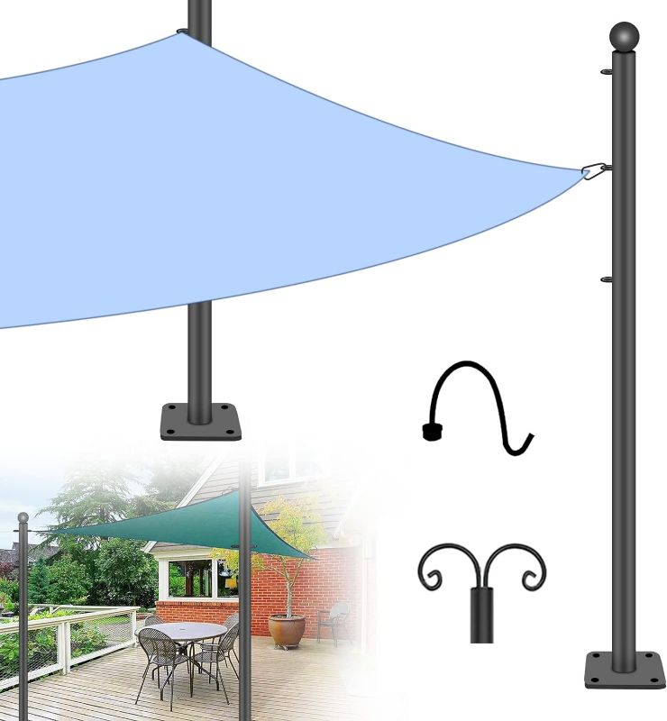 Photo 1 of Sun Shade Sail Poles Can Be Used to Hang Shade Canvas, Holiday Lights, Canopy Awning, Flags Length After Assembly is 265 cm / 104.33 inch

