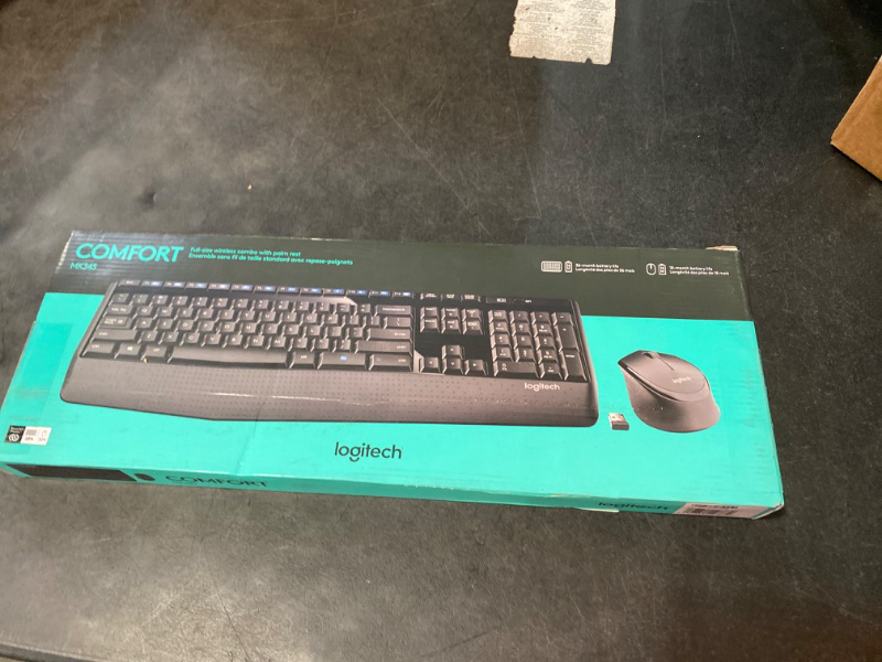 Photo 3 of Logitech MK345 Wireless Combo Full-Sized Keyboard with Palm Rest and Comfortable Right-Handed Mouse, 2.4 GHz Wireless USB Receiver, Compatible with PC, Laptop 1 pack