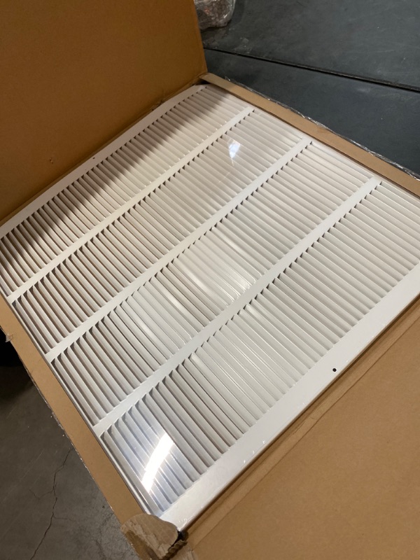 Photo 2 of 25" X 26" Steel Return Air Filter Grille for 1" Filter - Removable Face/Door - HVAC Duct Cover - Flat Stamped Face -White
