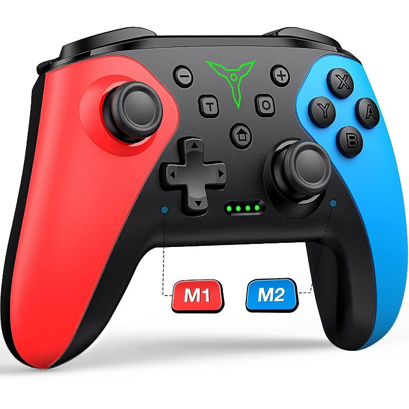 Photo 1 of Wireless Switch Controller for Nintendo Switch/Lite/OLED Controller, Switch Controller with a Mouse Touch Feeling on Back Buttons, Extra Switch Pro Controller with Wake-up,Programmable, Turbo Function (Red+Blue)
