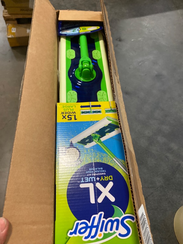 Photo 2 of Swiffer Sweeper Dry + Wet XL Sweeping Kit, 1 Sweeper, 8 Dry Cloths, 2 Wet Cloths XL Starter Kit 