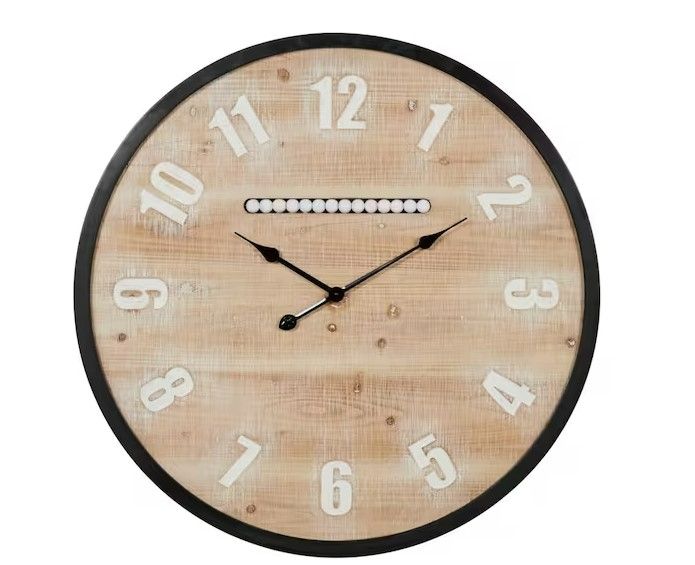 Photo 1 of Brown Wood Analog Wall Clock (35")