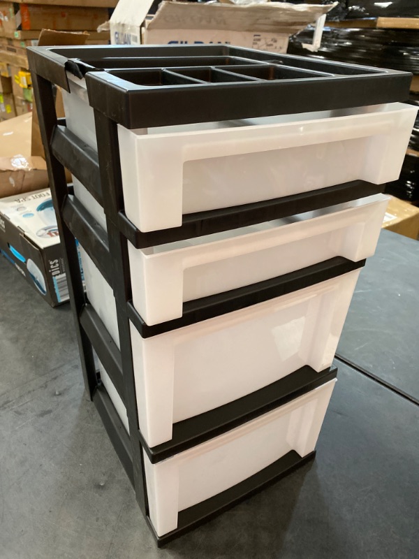 Photo 3 of IRIS 4-Drawers Black  Plastic Storage Drawer Cart 25.94-in H x 12.05-in W x 14.25-in D 9DOES NOT HAVE WHEELS)
