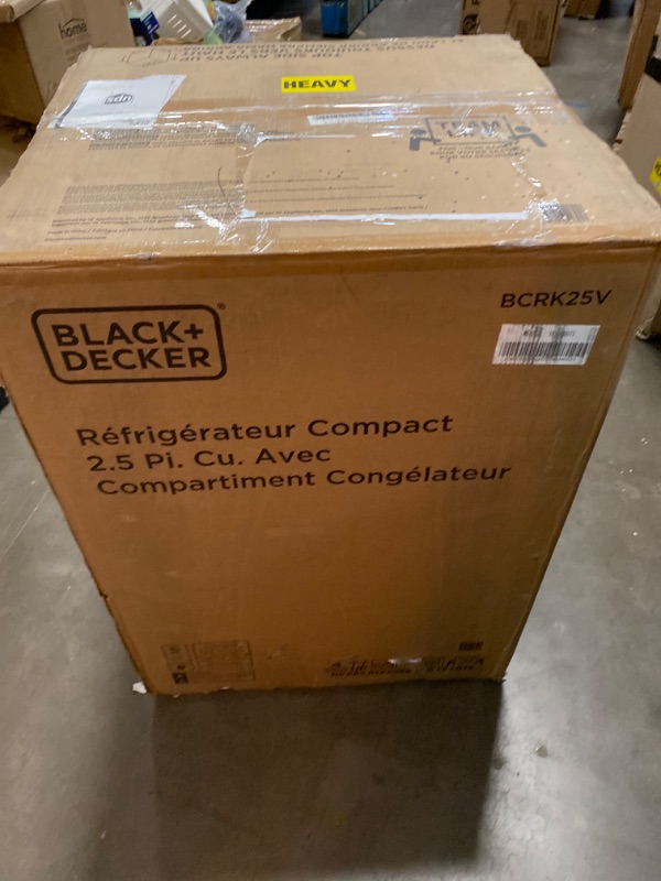 Photo 4 of BLACK+DECKER BCRK25V Compact Refrigerator Energy Star Single Door Mini Fridge with Freezer, Cubic Feet, VCM, 2.5 cu.ft, Brushed Metal Finish,Grey
