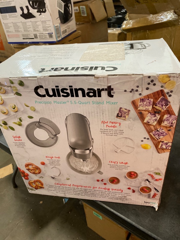Photo 4 of Cuisinart Stand Mixer, 12 Speeds, 5.5-Quart Mixing Bowl, Chef's Whisk, Flat Mixing Paddle, Dough Hook, and Splash Guard with Pour Spout, Silver Lining, SM-50BC, Silver Lining
