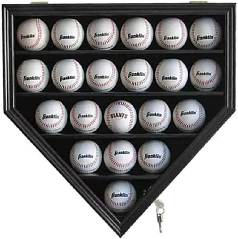 Photo 1 of DisplayGifts Baseball Display Case Baseball Holders for Balls Display with 21 Slots Wall Display Box 96% Clear Antifade UV Protection with Gold Locks for Homerun and Collector Autograph Balls
