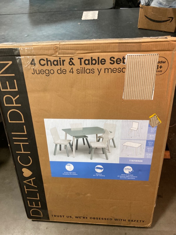 Photo 4 of Delta Children Kids Table and Chair Set (4 Chairs Included) - Ideal for Arts & Crafts, Snack Time, Homeschooling, Homework & More, Grey/White