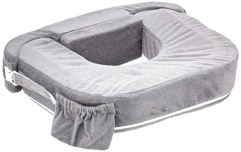 Photo 1 of My Brest Friend Nursing Pillow for Twins | Ergonomic Breastfeeding Pillows | Supports Both Mom and Babies | Breastfeeding Essentials | Handy Side Pocket, Double Straps & Removable Cover, Dark Grey
