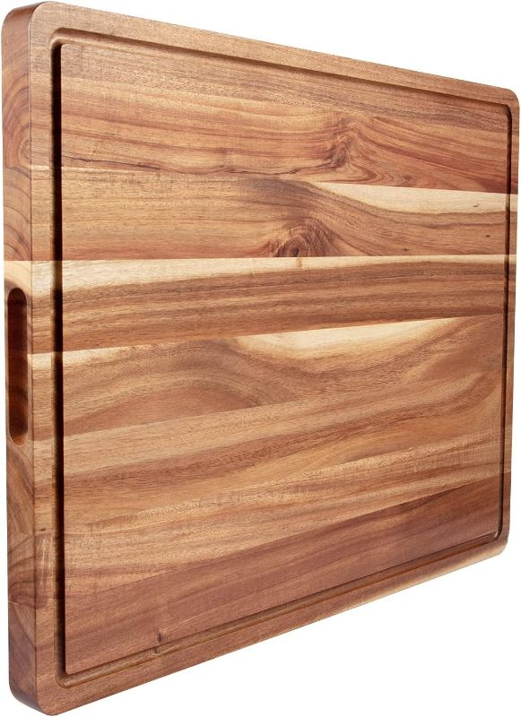 Photo 1 of Large Acacia Wood Cutting Boards for Kitchen, 24 x 18 Inch Extra Large Wooden Cutting Board with Juice Groove, Reversible Butcher Block Cutting Board for Meat and Veggies

