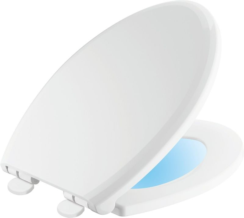 Photo 1 of Delta Faucet 813902-N-WH Sanborne Elongated Nightlight Toilet Seat with Slow Close and Quick-Release, White
