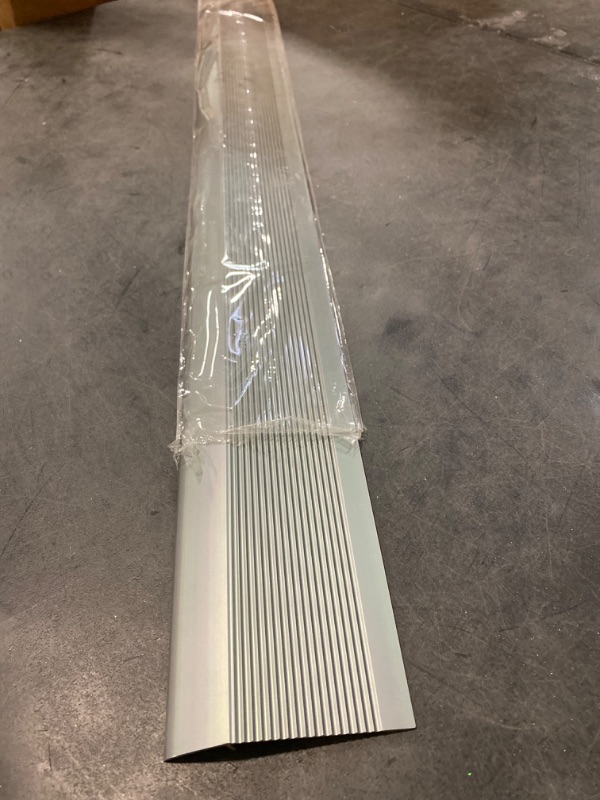 Photo 1 of 4 inch Floor Transition Strip Threshold Ramp Aluminum, 36'' Thresholds Reducer for Doorways Wheelchair Tile Wood Floors, Extra Wide Metal Grey Entry Door Edge Trim Flute
