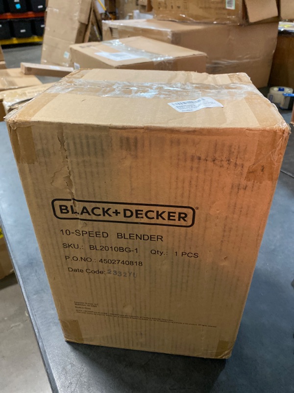 Photo 1 of BLACK+DECKER Countertop Blender with 5-Cup Glass Jar, 10-Speed Settings, Black, BL2010BG