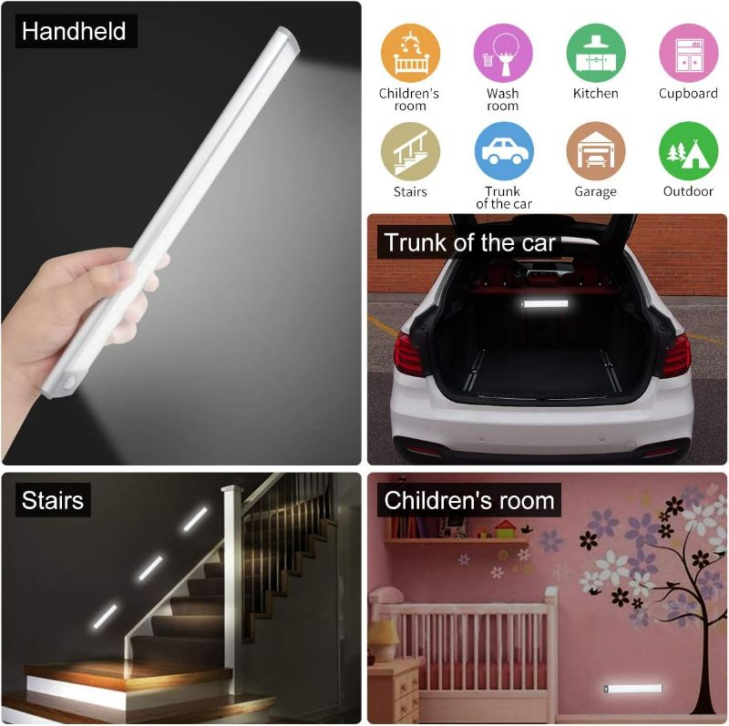 Photo 2 of LED Motion Sensor Light,Under Counter Lighting, Wireless USB Rechargeable Kitchen Night Lights,Battery Powered Operated Light,54-LED Light for Wardrobe,Closets,Cabinet,Cupboard(2 Pack)
