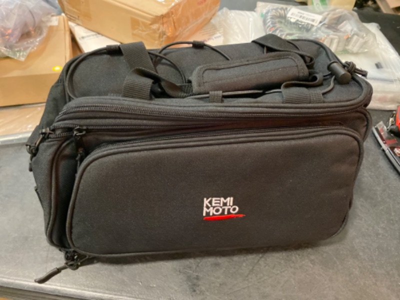 Photo 1 of KEMIMOTO Bike Rear Rack Bag Bicycle Trunk Bag 20L Capacity Water Resistant Bicycle Pannier with Rain Cover Bike Saddle Bag for Grocery Shopping Commuter Cycling Trip Black

