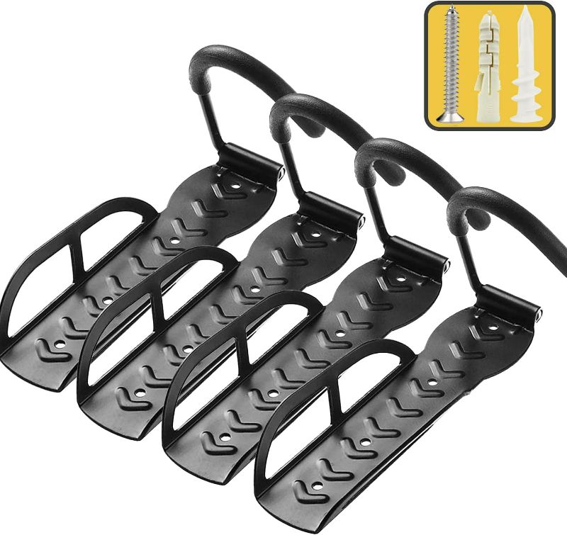 Photo 1 of Bike Rack for Garage Wall Mount 4 Pack Vertical Bike Hooks Bicycle Hanging Hooks for Indoor Storage with Non-reversible Hooks
