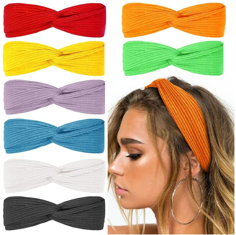 Photo 1 of Twist Headbands for Women Elastic Hair Bands for Women's Hair Non Slip Fashion Hair Accessories 8 Pack
